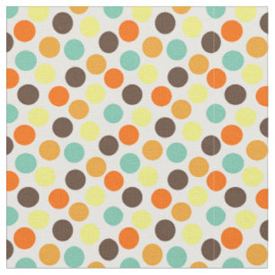 Orange, Yellow, Brown, Blue Dots Fabric