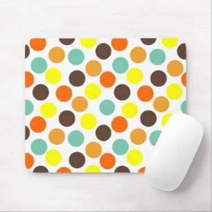 Orange, Yellow, Brown, Blue Dots Mouse Pad