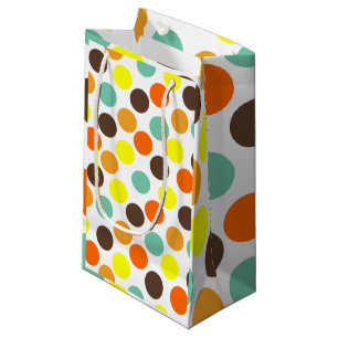 Orange, Yellow, Brown, Blue Dots  Small Gift Bag