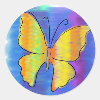 Orange & Yellow Butterfly Classic Round Sticker
