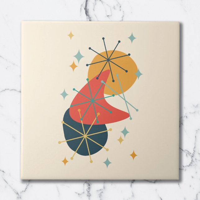 Orange, Yellow, Charcoal Mid-Century Abstract Tile (Creator Uploaded)