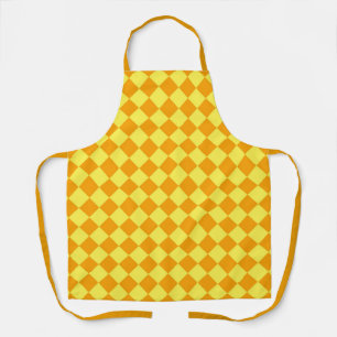 Orange Yellow Chequered Diamond Pattern Apron