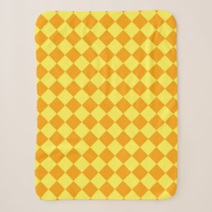 Orange Yellow Chequered Diamond Pattern Sherpa Blanket