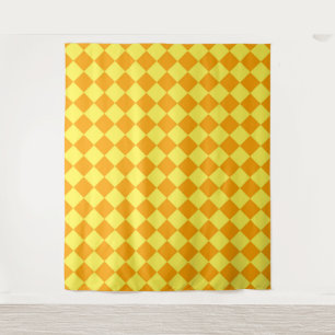 Orange Yellow Chequered Diamond Pattern  Tapestry