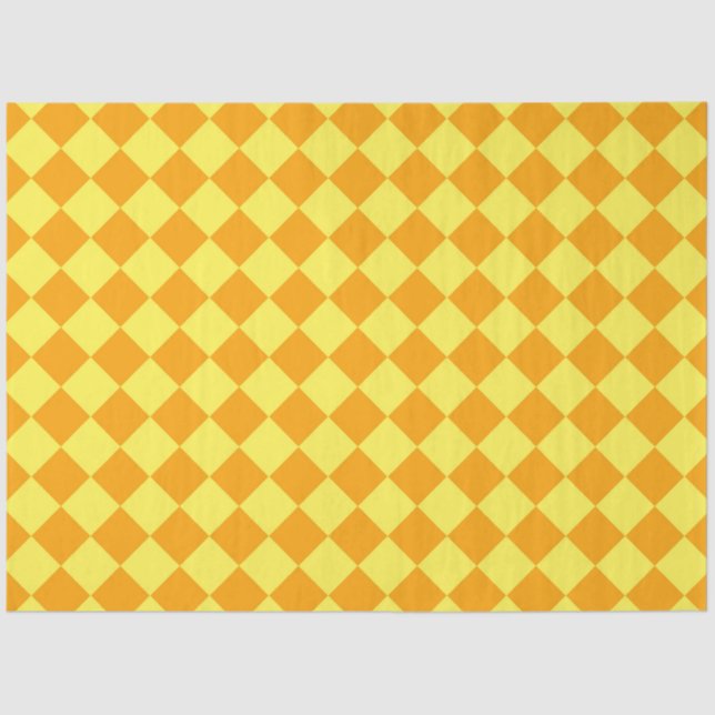 Orange Yellow Chequered Diamond Pattern Tissue Paper (Front)