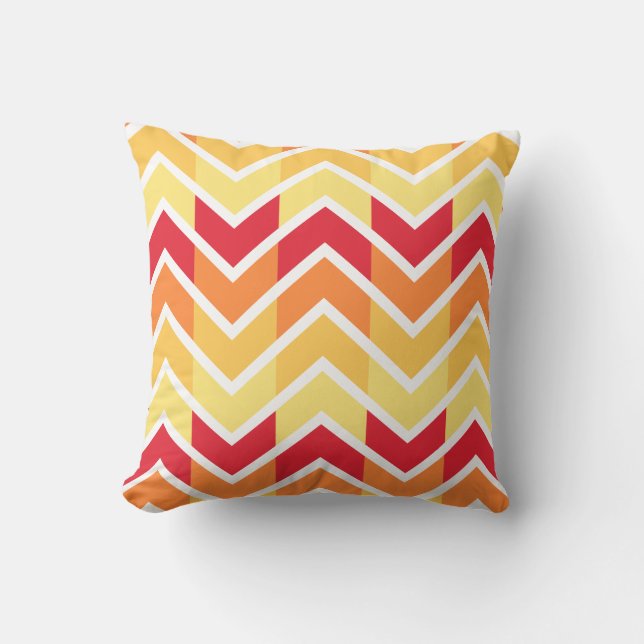 Orange Yellow Chevron Geometric Designs Colour Throw Pillow (Front)