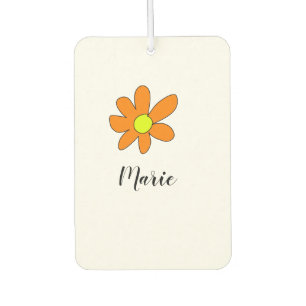 Orange yellow Daisy abstract add name text female Air Freshener
