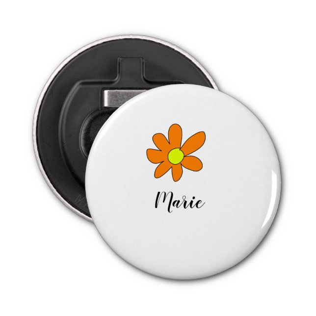 Orange yellow Daisy abstract add name text female Bottle Opener (Front)