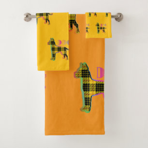 Orange Yellow DOG Logo  Bath Towel Set