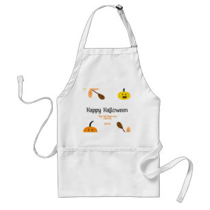 Orange yellow fall happy halloween add family n standard apron