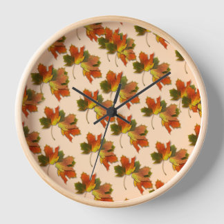 Orange & Yellow  Fall Leaves Clock
