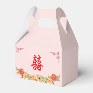 Orange yellow floral Chinese corner wedding Favor Box