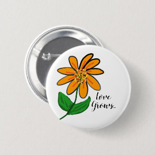 Orange Yellow Flower 2 Inch Round Button