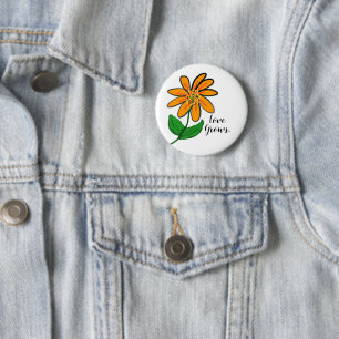 Orange Yellow Flower 2 Inch Round Button