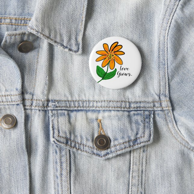 Orange Yellow Flower 2 Inch Round Button (In Situ)