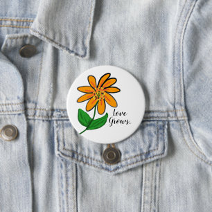 Orange Yellow Flower 3 Inch Round Button