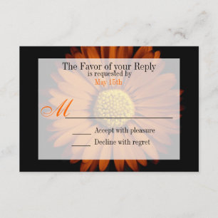Orange Yellow Gerber Daisy Flower Wedding RSVP Card