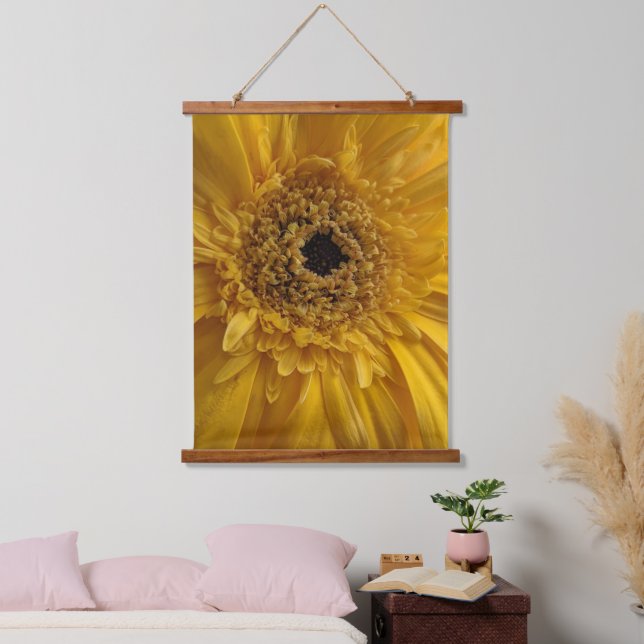 Orange Yellow Gerbera Flower Closeup Photography Hanging Tapestry (Bedroom)
