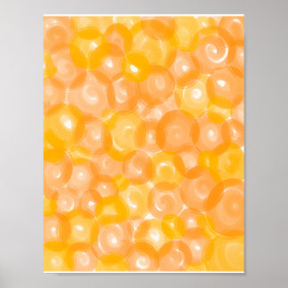 Orange Yellow Glossy Bubble Pattern Abstract Poster