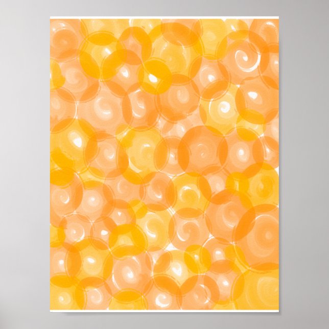 Orange Yellow Glossy Bubble Pattern Abstract  Poster (Front)