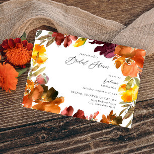Orange & Yellow Gold Fall Floral Bridal Shower 2 Invitation