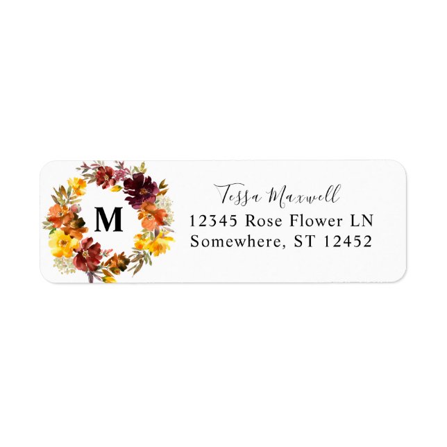 Orange & Yellow Gold Fall Floral Return Address (Front)