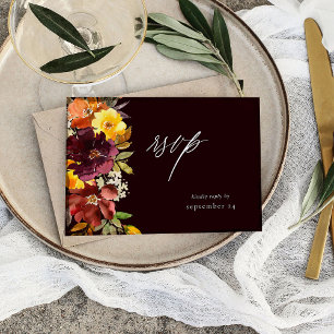 Orange & Yellow Gold Floral with Meal RSVP Card-2P