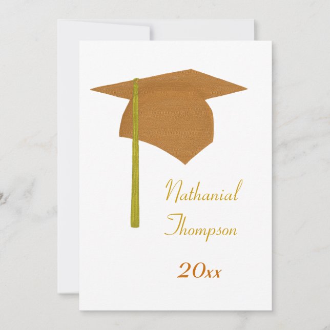 Orange Yellow Graduation Cap & Tassel Invitations (Front)