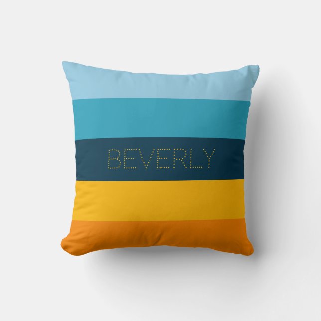 Orange Yellow Green, 5 Colours, Personalized Name Throw Pillow (Front)