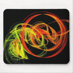 Orange Yellow Green Abstract Swirls Mouse Pad