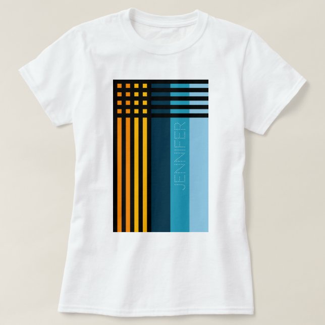 Orange Yellow Green Blue Black Stripes Name Custom T-Shirt (Design Front)