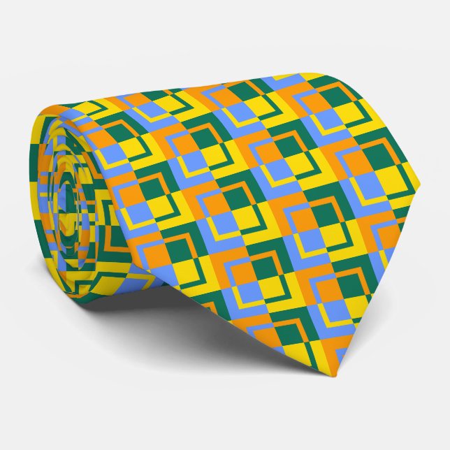 Orange Yellow Green Blue  Tie (Rolled)