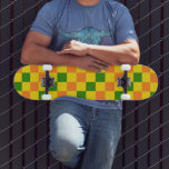 Orange Yellow Green Checkered Pattern Design  Skateboard<br><div class="desc">Orange Yellow And Green Checkered 3 colours Check Pattern Design</div>