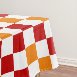 Orange Yellow Green Checkered Pattern Design  Tablecloth