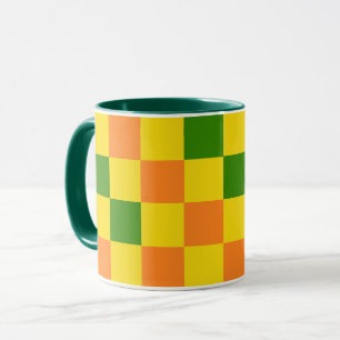 Orange Yellow Green Chequered Pattern Design  Mug