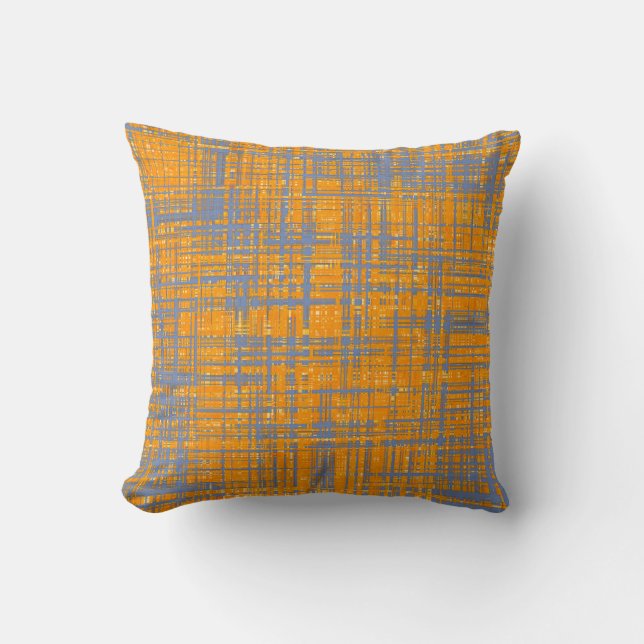 Orange Yellow Grey Blue Modern Pattern Throw Pillow (Front)