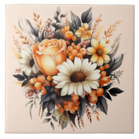Orange Yellow Grey Flower Bouquet