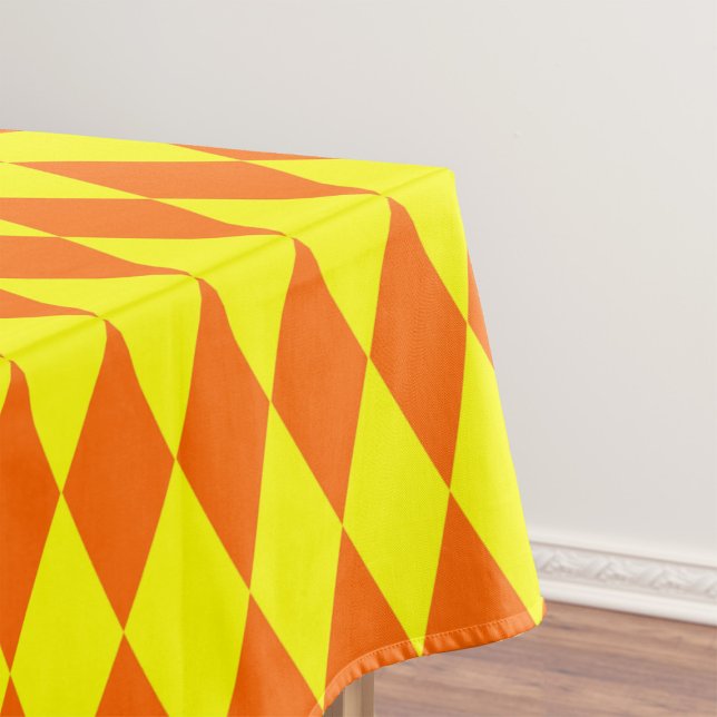 Orange Yellow Harlequin Checkered Design  Tablecloth (Creator Uploaded)