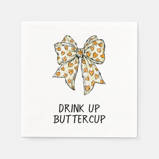 Orange Yellow Heart Bow  Napkin (Front)