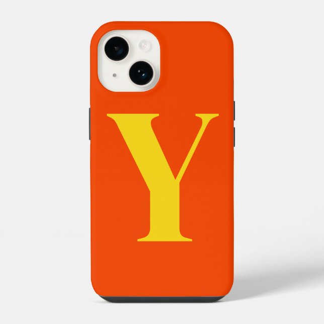 Orange Yellow Initial Personalized Monogram  iPhone Case (Back)