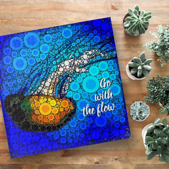 Orange Yellow Jellyfish in Ocean, Go with the Flow Jigsaw Puzzle (Creator Uploaded)