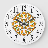 Orange-yellow / Lemon-yellow Floral 262 Wall Clock