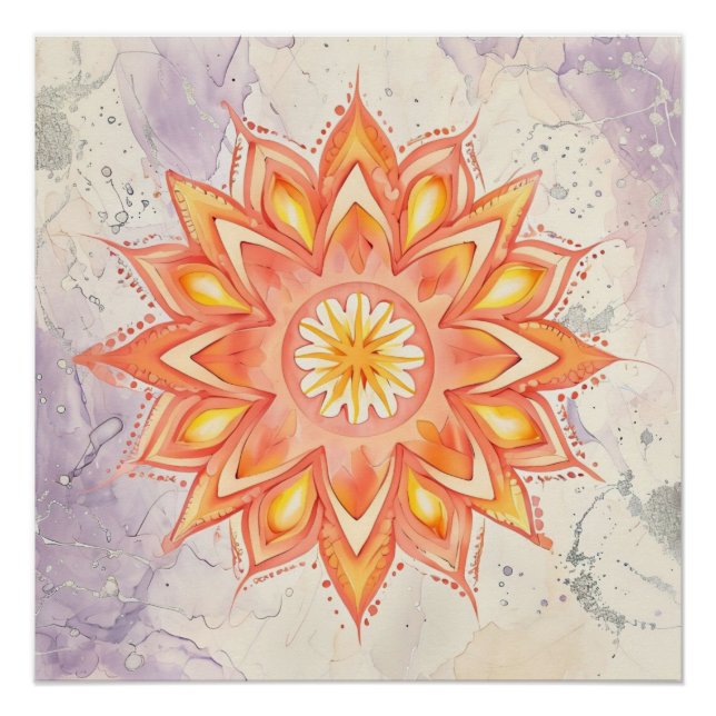 Orange & Yellow Mandala Design Poster (Front)