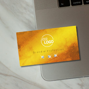 Orange Yellow Marble Sparkling Diamonds with Logo Business Card