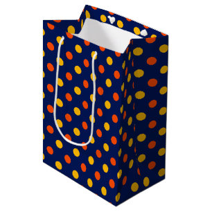Orange Yellow On Blue Polka Dots Design Medium Gift Bag