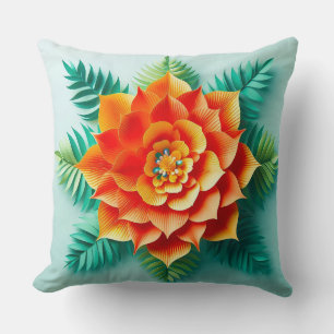 🌼 Orange Yellow Paper Flower Room Decor Accent 🌼 Throw Pillow