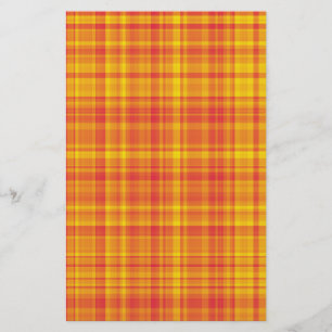 Orange Yellow Plaid Checker Pattern  Stationery
