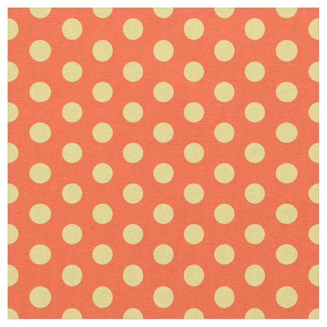 Orange Yellow Polka Dot Cotton Fabric By the Yard (Close Up)