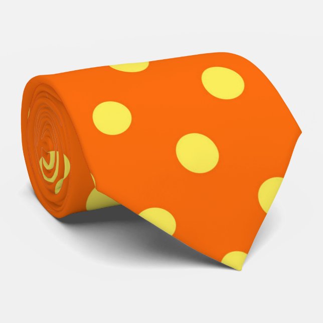 Orange yellow polka dot pattern tie (Rolled)