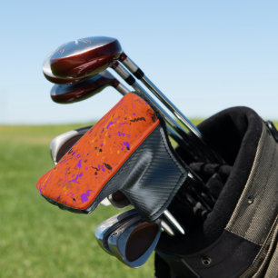 Orange, Yellow, Purple and Black Abstract  Golf Head Cover